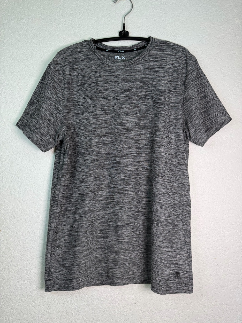 FLX Men's Heather Gray Performance Crew Neck Shirt, Size S